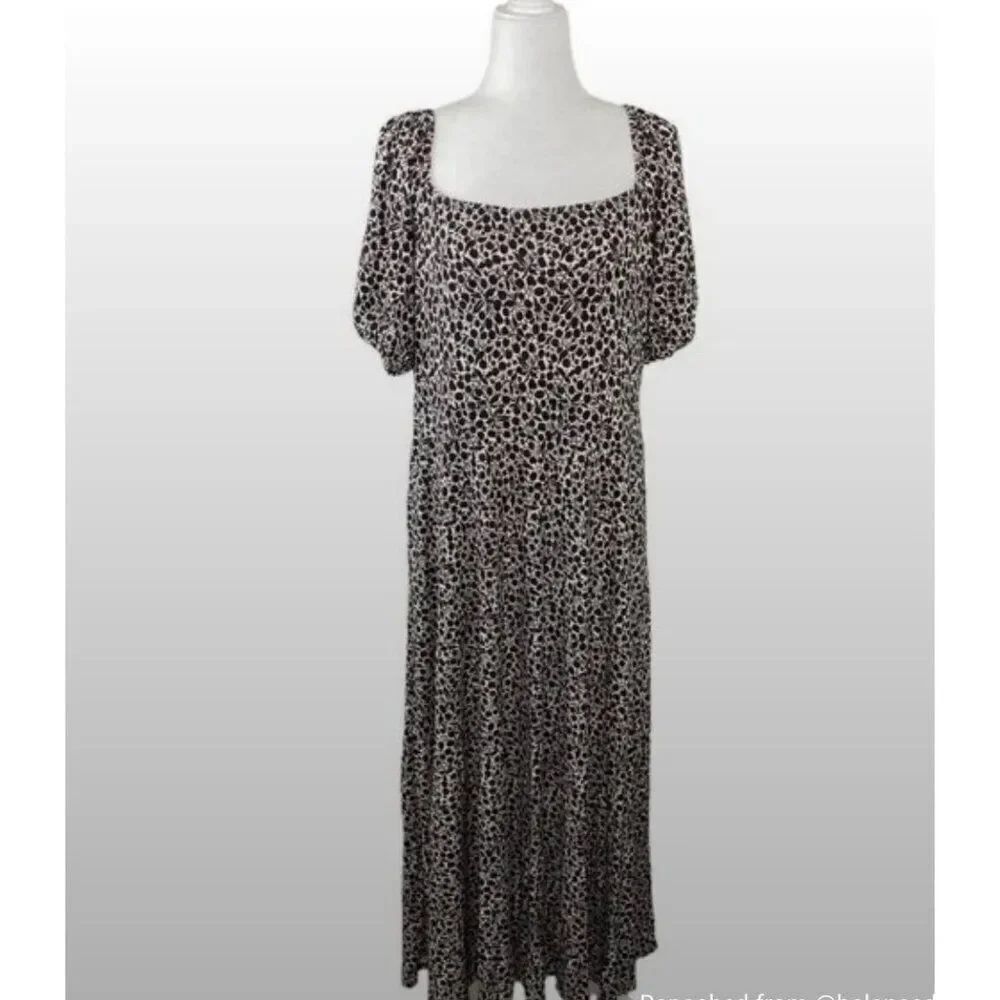 Boden Womens Maxi Dress UK 12 US 8 Black Floral Sprig Square Neck D0130 NWT
